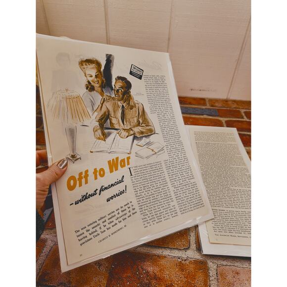 1942 Vintage Print Article - "Off to War - Without Financial Worries!" WWII Era - Picture 3 of 8